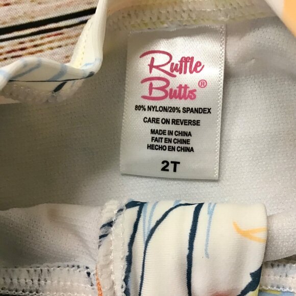 Ruffle Butts Toddler Girls UPF 50+ Short Sleeve Rash Guard Swimsuit Size 2T - Picture 3 of 8